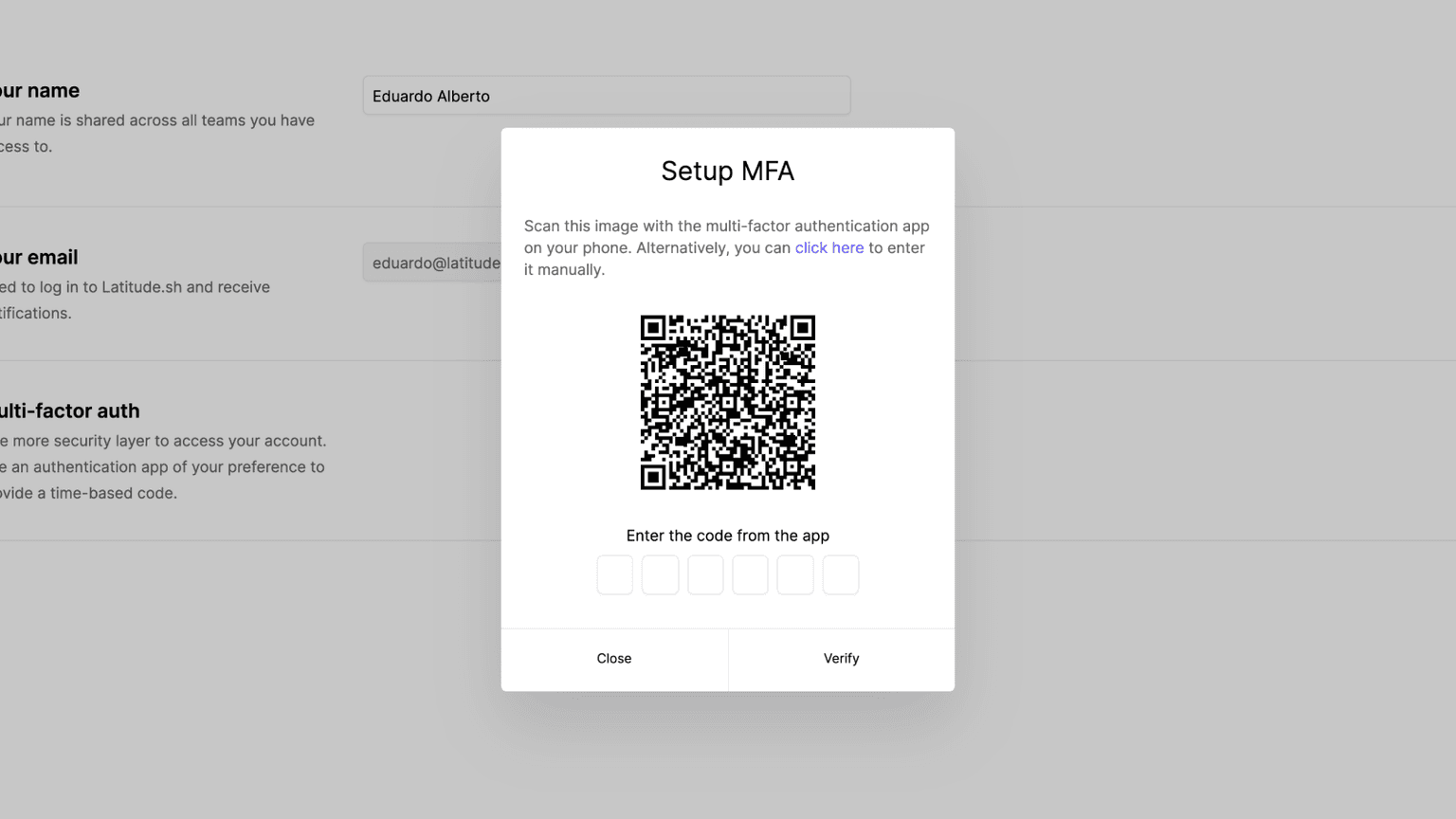 Setting up Multi-factor Authentication on the Latitude.sh dashboard