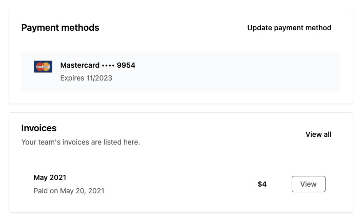 New experience billing page